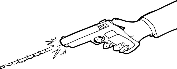 Desenhos animados esboçados do disparo da arma —  Vetores de Stock