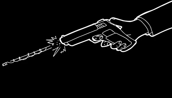 Pistola sobre fondo negro — Vector de stock