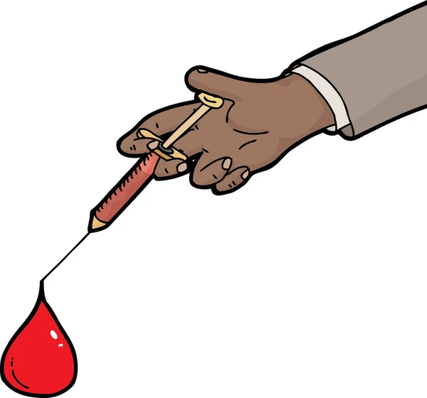 孤立的血滴和注射器 — 图库矢量图片