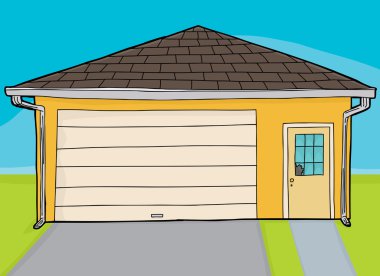 Kırık sarı garaj kapısını