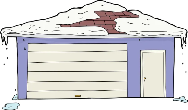Garage isolato e porta con neve — Vettoriale Stock