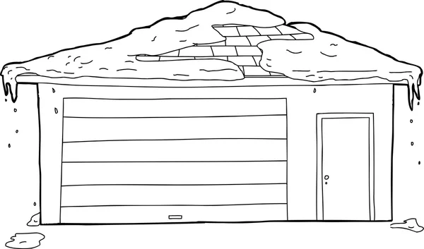 Outlined Garage and Door with Snow — Stock Vector