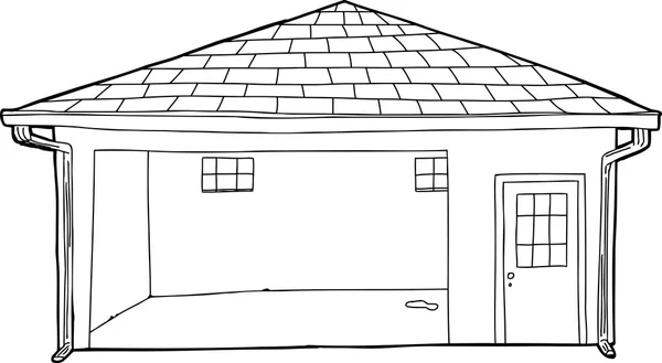 Empty Outlined Garage Cartoon — Stock Vector