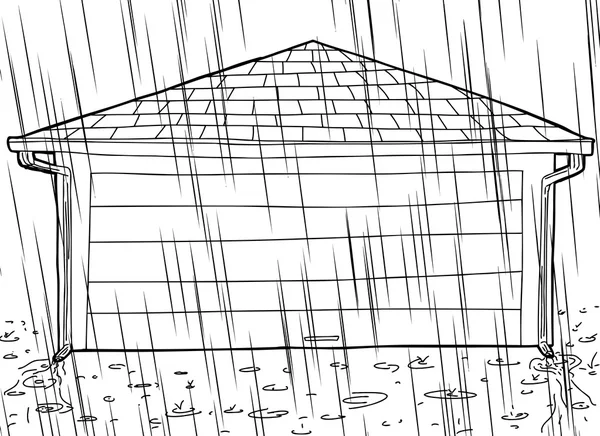 Puerta de garaje cerrada y lluvia — Archivo Imágenes Vectoriales