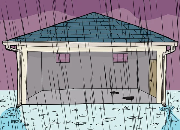 Garage vide pendant la tempête — Image vectorielle