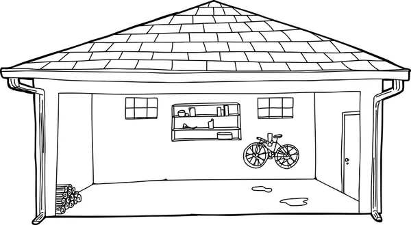 Aprire garage contorno cartone animato — Vettoriale Stock