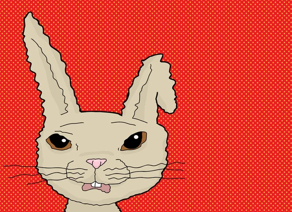 Lapin effrayé sur rouge — Image vectorielle