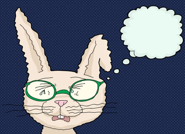 Lapin pleurant avec des lunettes de vue — Image vectorielle