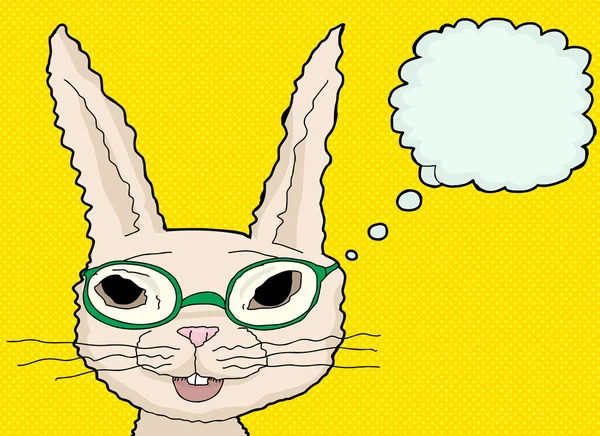 Happy Bunny in Green Glasses — Stock Vector