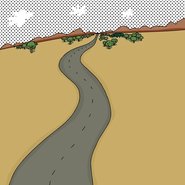 Straße durch Wüste — Stockvektor