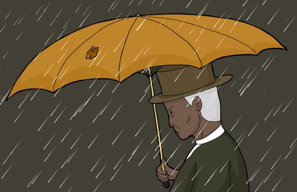 Homem com guarda-chuva rasgado na tempestade —  Vetores de Stock