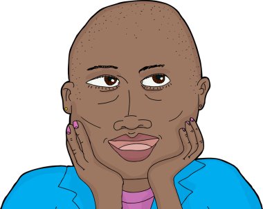 Sevimli düşünceli kel Bayan