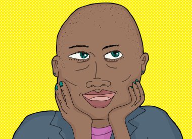 Yeşil gözlü kel Bayan