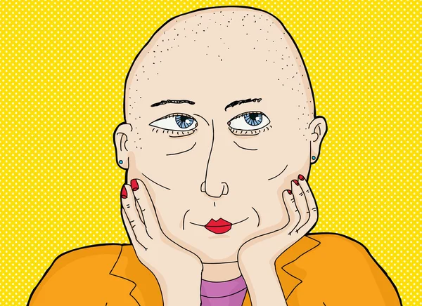 Happy Lady with Shaved Head — Stock Vector