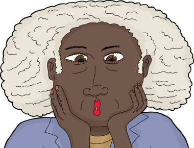 Yanaklarda elleriyle sürpriz Bayan