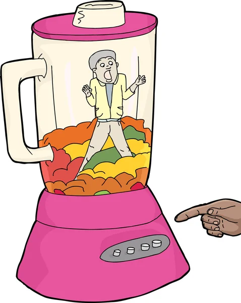 人和食物在粉红色的搅拌机 — 图库矢量图片