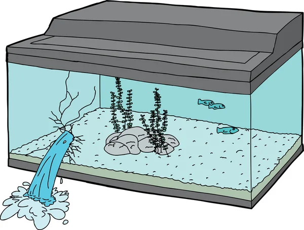 Réservoir de poisson cassé avec natation de poissons — Image vectorielle