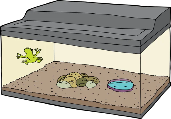 Caricature de Grenouille en Aquarium — Image vectorielle