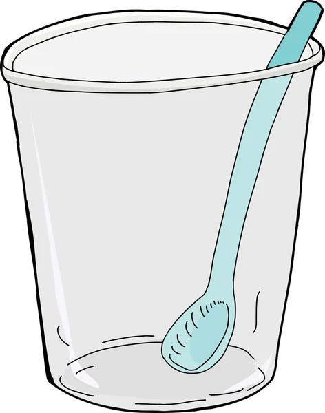 空的塑料杯，用勺子 — 图库矢量图片