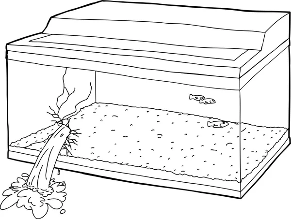 概述了损坏的鱼缸 — 图库矢量图片