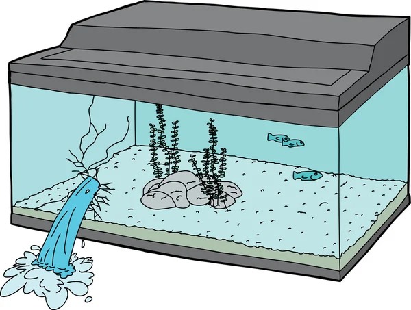 Bruten akvarium med fisk simning — Stock vektor