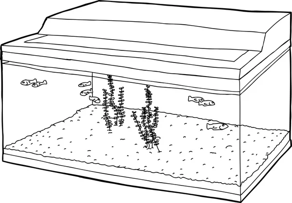 タンクに小さな魚の群れ — ストックベクタ