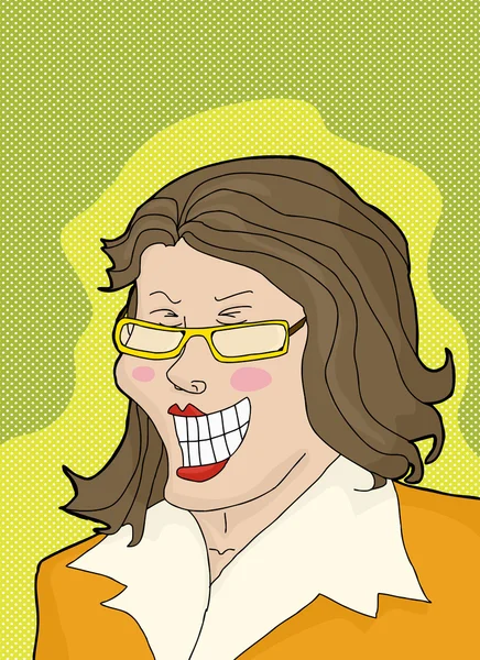 Laughing Lady Over Green — Stockvector