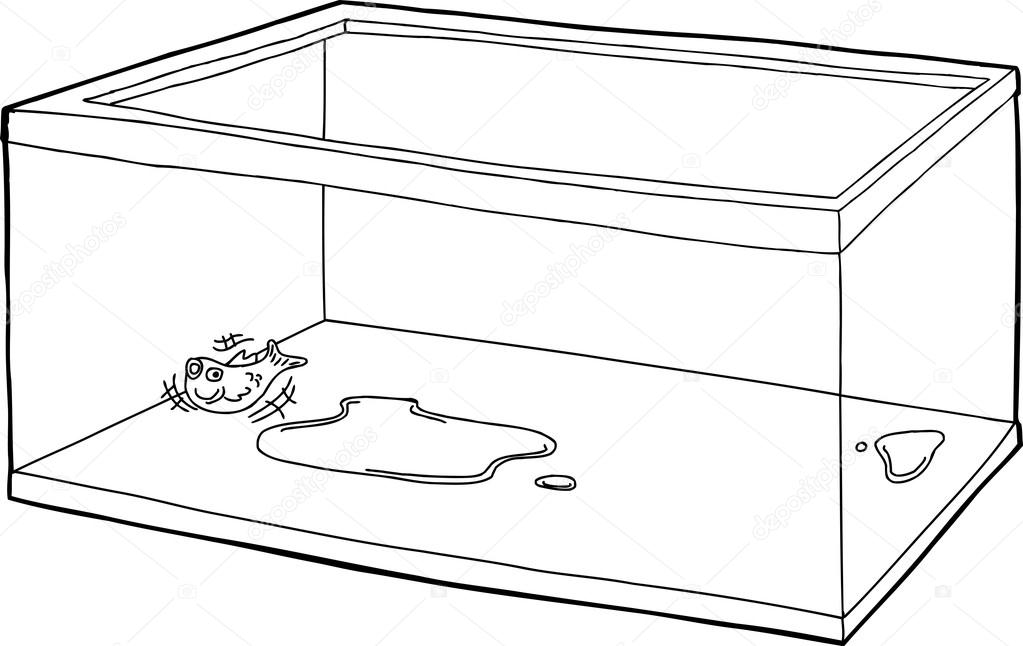 Outline of fish Outline of Fish in Empty Tank — Stock Vector