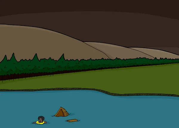 Странный лодочник в озере Вудленд — стоковый вектор