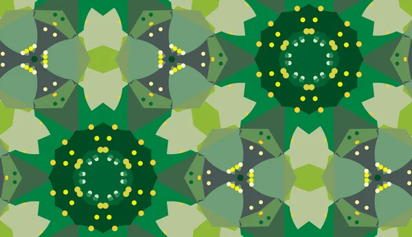 Green Floral Kaleidoscope Pattern — Stock Vector