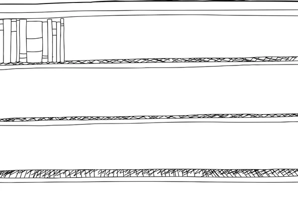 Outline di libri in Shelf Corner — Vettoriale Stock