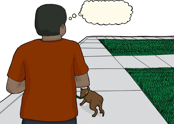 Genç köpek kaldırımda yürüyen adam — Stok Vektör