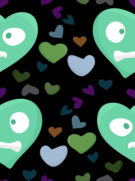 Nervous Green Hearts Pattern — Stock Vector