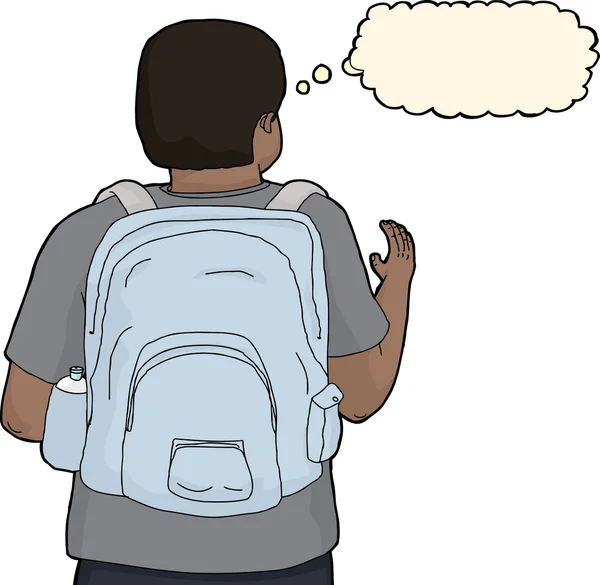 Person with Backpack Reaching Vector Graphics