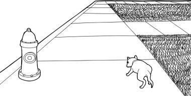 Kaldırımda tek köpek yavrusu taslağını