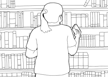 Kitap raf kütüphaneci taslağını