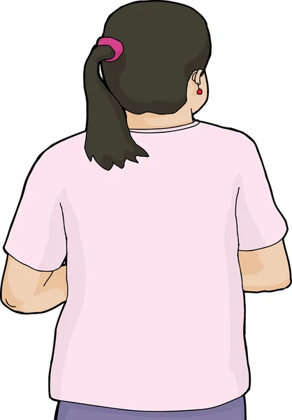 Rear View Woman With Ponytail — Stock Vector