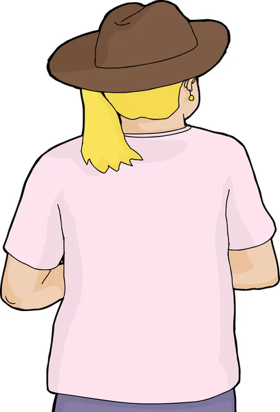 Vista trasera de Blond en sombrero de vaquero — Vector de stock