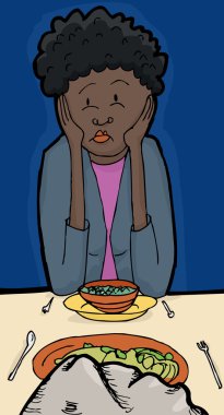 Kadın bir Rock ile yemekte