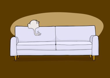 Kedi seyir koltuğun arkasına arka görünümü
