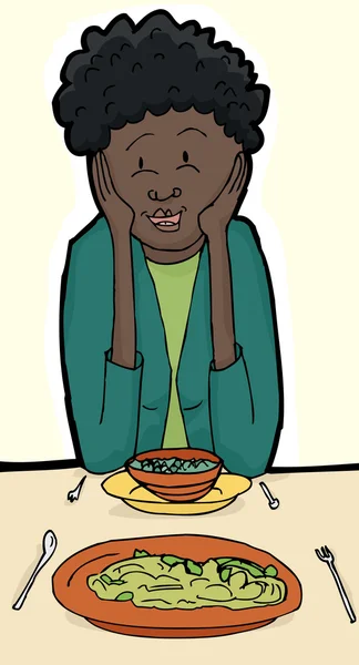 Happy Woman Manger avec un ami — Image vectorielle