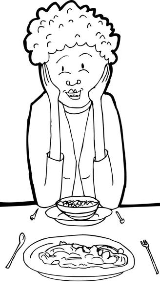 在晚餐的女高管的轮廓 — 图库矢量图片