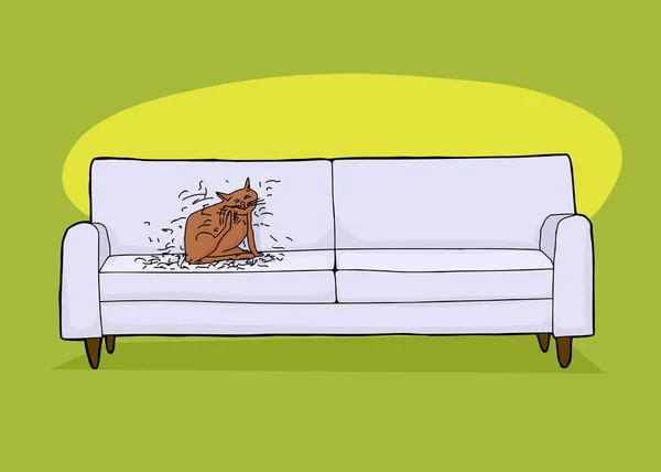 Грязная кошка на диване — стоковый вектор