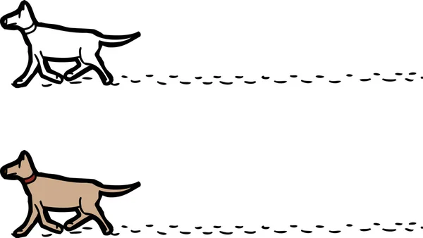 Perro paseante con huellas — Vector de stock