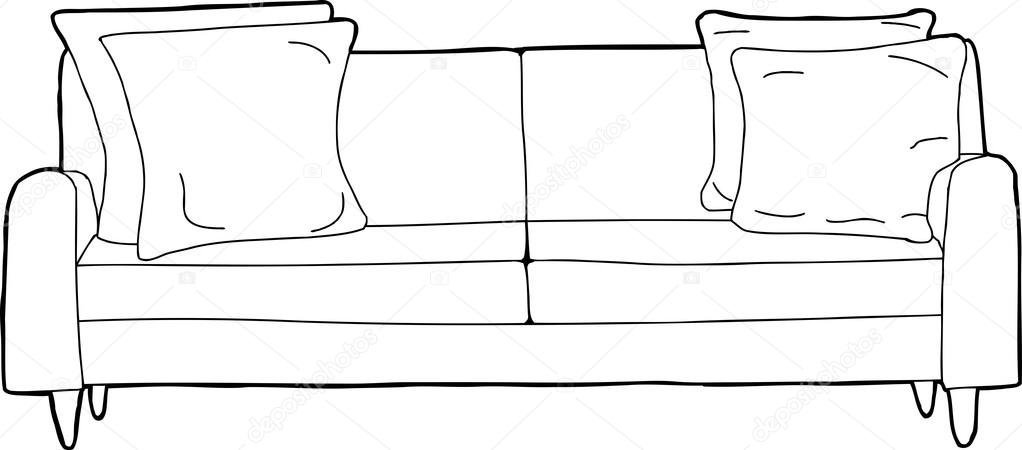 Outlined Sofa Cartoon — Stock Vector © theblackrhino #75279619