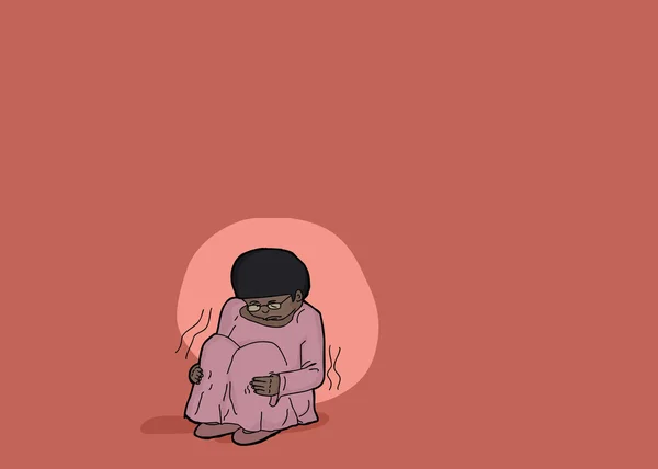 Fille effrayée assise seule — Image vectorielle