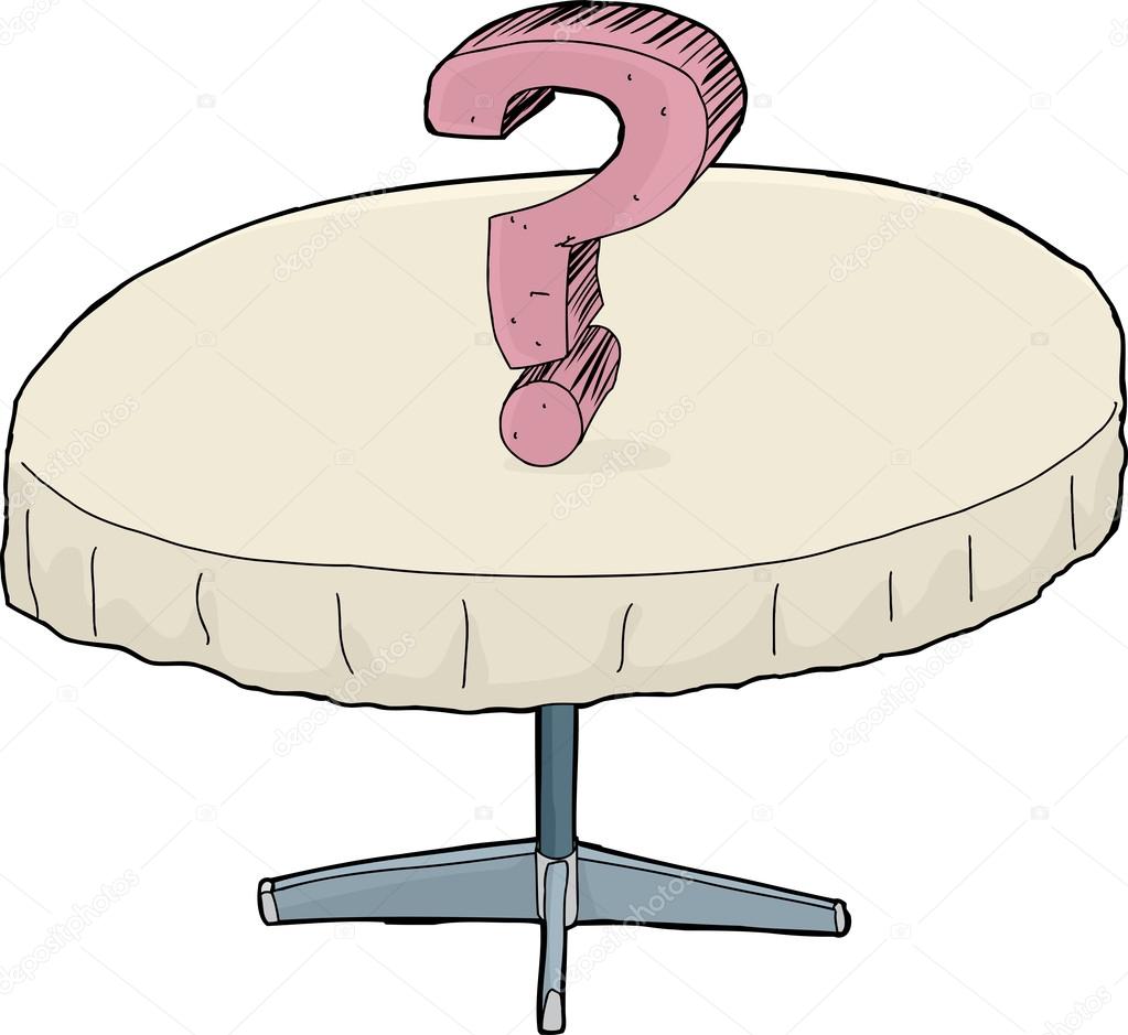 Pink Question Mark on Table