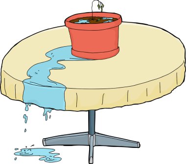 Over-Watered Houseplant on Table clipart