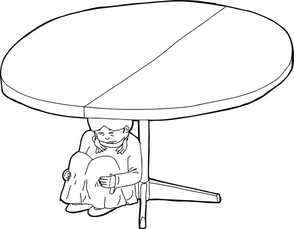 Плачущий ребенок под столом — стоковый вектор