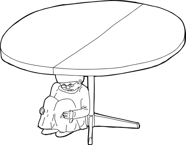 Περίγραμμα της τίναγμα κορίτσι κάτω από το τραπέζι — Διανυσματικό Αρχείο